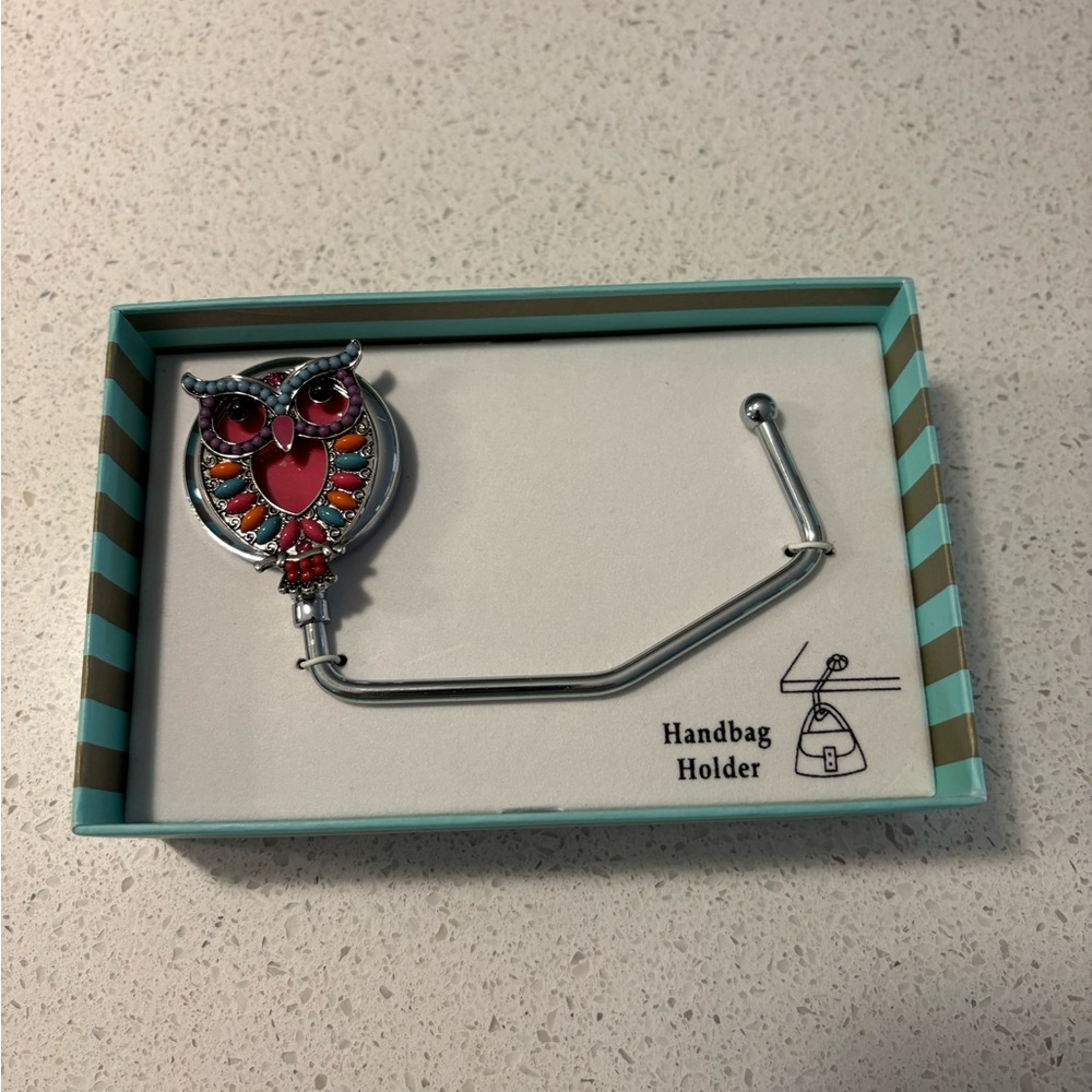 Spring Street Silver and Red Owl Handbag Holder